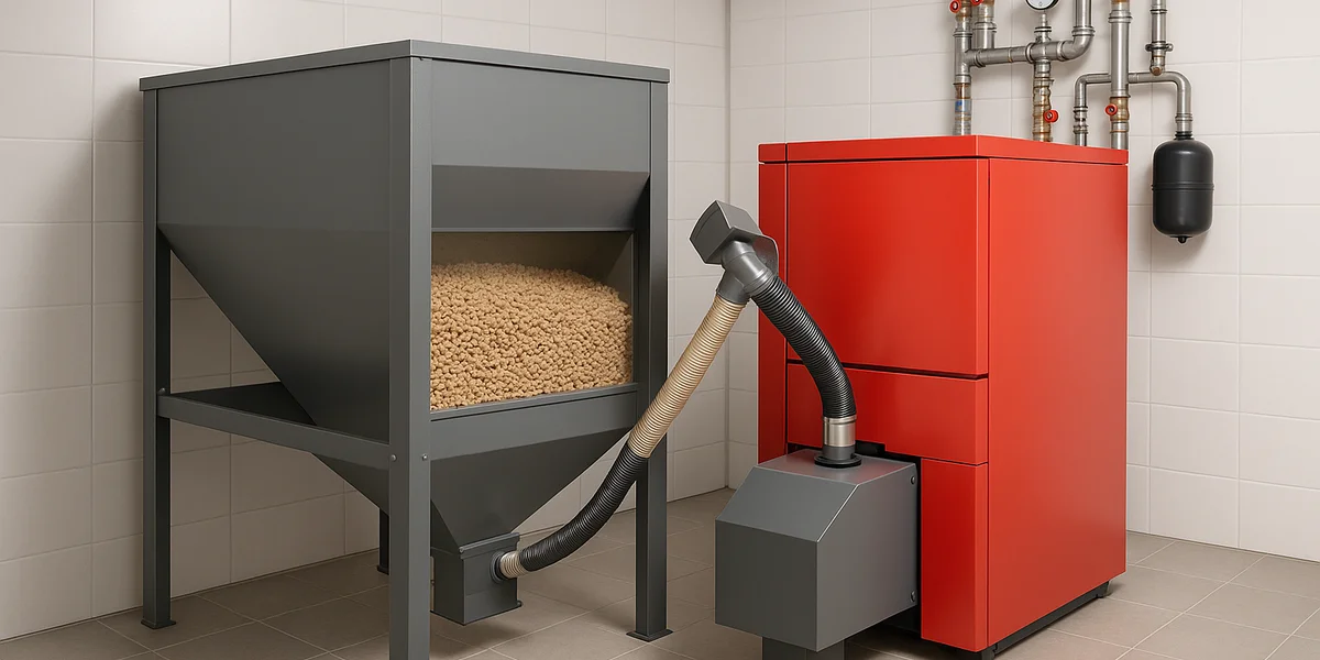 Centrala pe peleti cu buncar si automatizare in camera tehnica